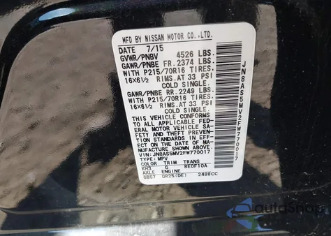 2015 Nissan Rogue Select S from USA, damaged, VIN JN8AS5MV2FW770017